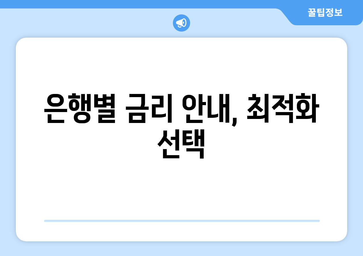 은행별 금리 안내, 최적화 선택