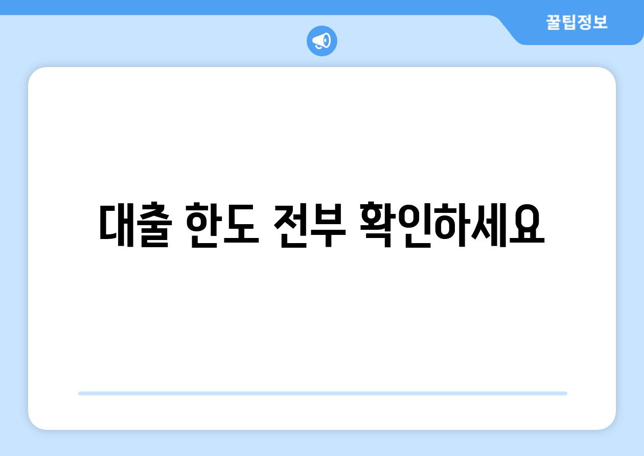 대출 한도 전부 확인하세요