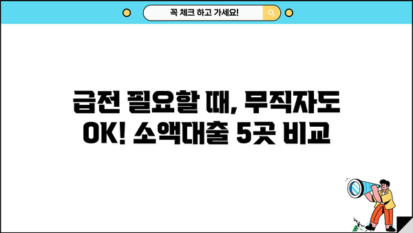 급할 때 딱! 무직자 비상금 소액대출 TOP 5 추천 | 주부, 대학생, 직장인