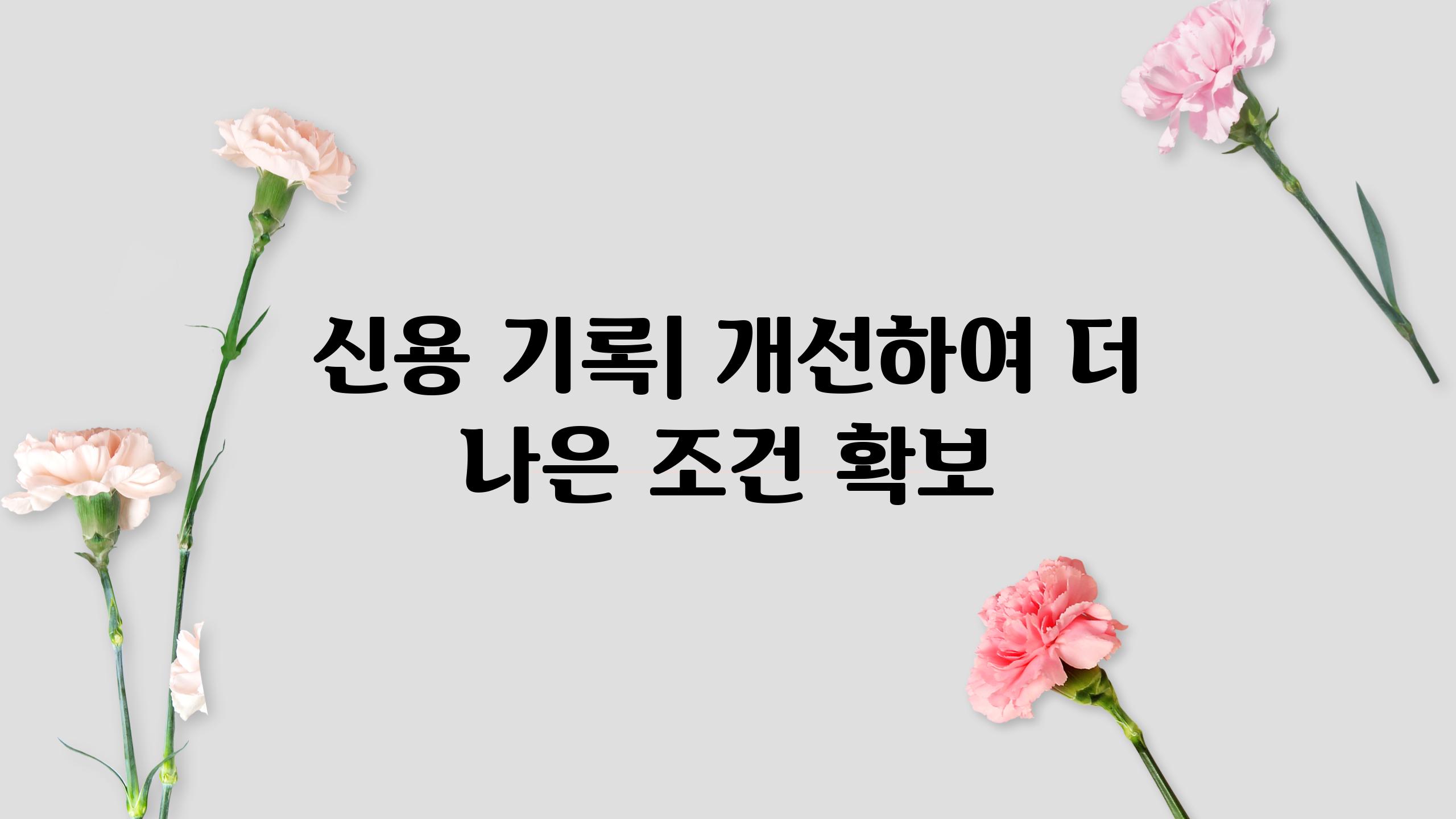 신용 기록| 개선하여 더 나은 조건 확보