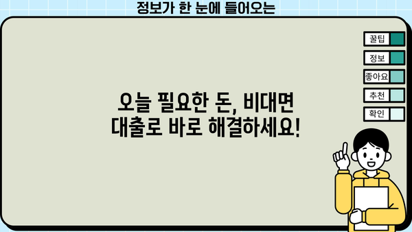 당일 비대면대출, 바로 필요할 때! 핵심 정보만 모았습니다 | 비대면대출, 당일 승인, 신용대출, 주요업체 비교