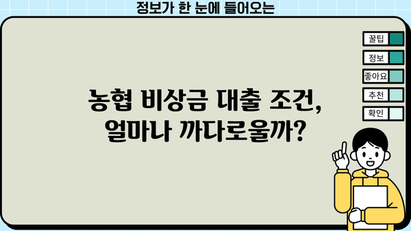 농협은행 비상금 대출로 급한 돈 문제 해결하기| 조건, 한도, 금리 정보 총정리 | 비상금, 대출, 긴급자금, 농협