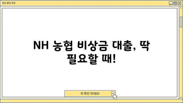 NH 농협 비상금 대출| 금리, 한도, 조건 총정리 | 비상금 마련, 신용대출, 금융 정보