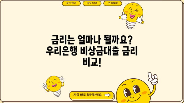 우리은행 비상금대출, 대상부터 한도, 금리까지 한번에 확인하세요! | 비상금, 신용대출, 대출조건, 금리비교