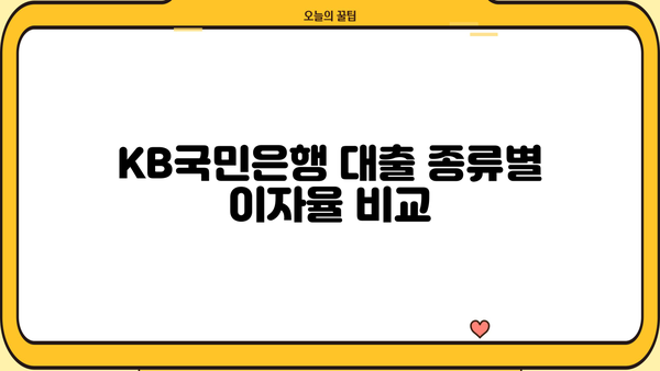 KB국민은행 대출 이자율 비교 및 최저금리 찾는 방법 | 신용대출, 주택담보대출, 전세자금대출