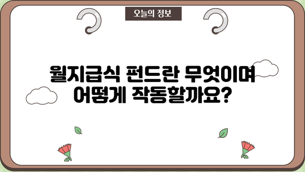 월지급식 펀드 완벽 가이드| 투자 전 알아야 할 모든 것 | 월지급식, 펀드, 수익률, 투자 전략, 투자 가이드