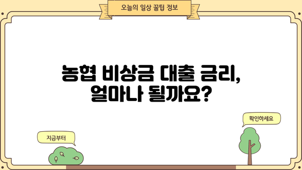 NH 농협 비상금 대출| 금리, 한도, 조건 총정리 | 비상금 마련, 신용대출, 금융 정보