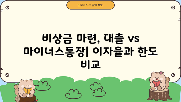 카카오뱅크 비상금대출 vs 마이너스통장| 딱 맞는 선택은? 이자·한도 비교분석 | 비상금, 대출, 마이너스통장, 금리, 한도