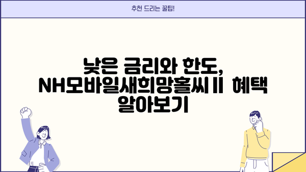 농협은행 NH모바일새희망홀씨Ⅱ 서민금융 대출 상품 완벽 가이드| 혜택, 한도, 금리, 필요서류 | 햇살론, 새희망홀씨, 서민금융