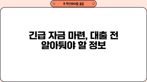 당일 소액 대출, 급할 때 어디서 어떻게 받을까요? | 당일 대출, 소액 대출, 긴급 자금, 대출 정보