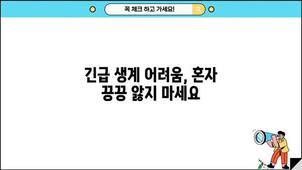 긴급 생계 어려움 겪고 계신가요? | 긴급생계지원금 소액 대출 & 지원금 알아보기