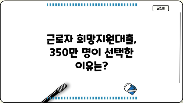 350만명이 선택한 근로자 희망지원대출| 대환 & 신규대출 완벽 가이드 | 금리 비교, 신청 방법, 자격 조건