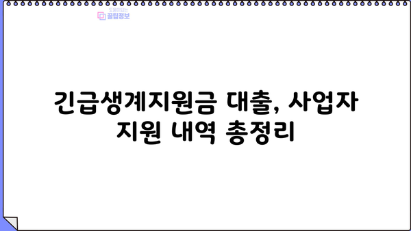 긴급생계지원금 대출, 사업자 지원 내역 총정리 | 긴급재난지원금, 사업자 대출, 지원 자격, 신청 방법