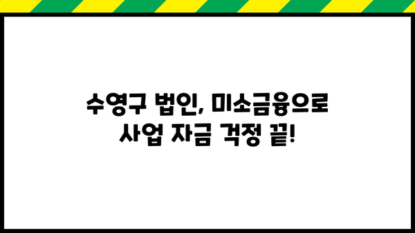 부산 수영구 법인을 위한 미소금융 지원 안내 | 사업자금, 금융 지원, 저금리 대출