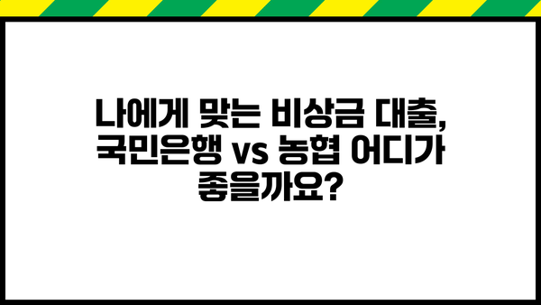 국민은행 vs 농협 비상금 대출| 2가지 차이점 비교 분석 | 비상금 대출, 금리 비교, 대출 조건