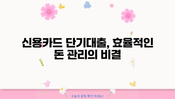 신용카드 단기대출, 이렇게 활용하면 똑똑하게 돈 관리! | 단기대출, 효율적인 사용법, 신용카드, 소액대출, 재테크