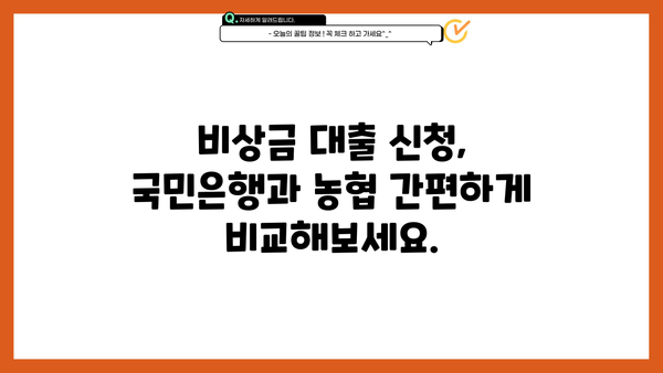 국민은행 vs 농협 비상금 대출| 2가지 차이점 비교 분석 | 비상금 대출, 금리 비교, 대출 조건