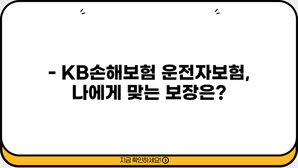 KB손해보험 운전자보험 가입 전 꼭 확인해야 할 핵심 정보 | 보장 내용, 특징, 비교 가이드