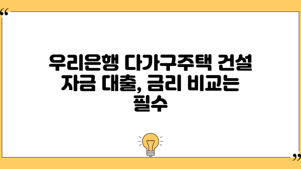 우리은행 다가구주택 건설 자금대출 혜택 완벽 가이드 | 다가구주택 자금 마련, 금리 비교, 대출 조건