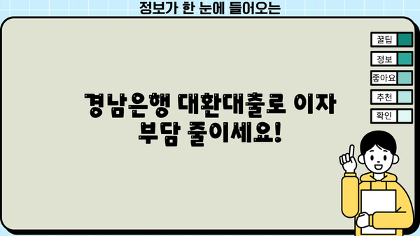 경남은행 고금리 대환대출 꿀팁| 낮은 금리 혜택 받고, 신청 방법까지 한번에! | 대환대출, 금리 비교, 신청 절차, 필요 서류