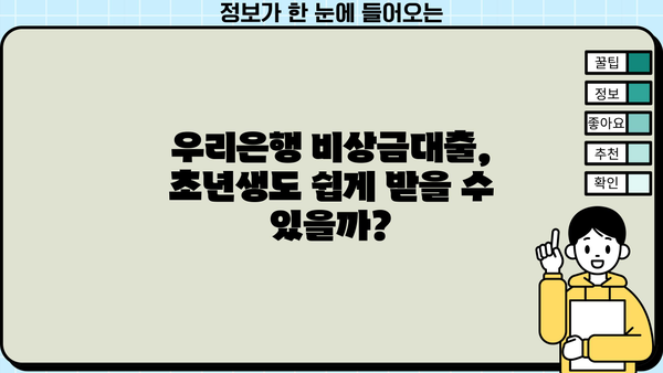 우리은행 비상금대출, 초년생이라면 이렇게 신청하세요! | 비상금대출, 신청방법, 초년생, 금융팁
