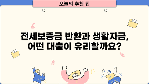 전세보증금 반환대출 vs 주택담보 생활안정자금대출| 한도, 이자, DSR 비교분석 | 금리, 주담대, 비교, 확인