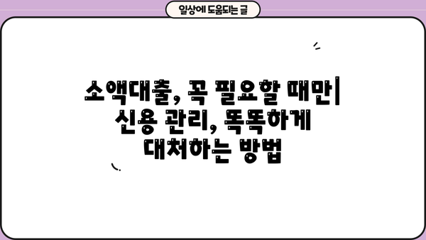 저신용 소액대출 대신? 똑똑한 대안 선택 가이드 | 비상금 마련, 신용 관리, 금융 정보