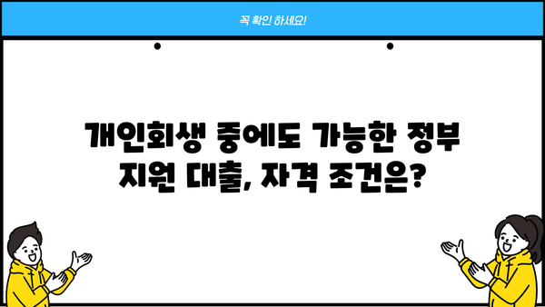 개인회생 중에도 가능한 정부 지원 대출 알아보기 | 개인회생, 정부대출, 금융 지원, 긴급 자금