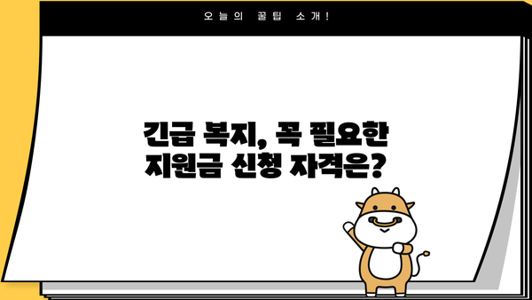 2024 긴급 복지생계지원금 신청 완벽 가이드| 방법 & 지급일 통보 | 긴급복지, 생계지원, 신청 자격, 서류