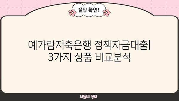 예가람저축은행 정책자금대출 3가지 비교분석| 금리, 한도, 신청방법 | 사업자금, 저금리 대출, 서류