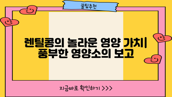 렌틸콩의 놀라운 효능 & 맛있는 레시피 | 건강 식단, 다이어트, 영양 정보, 부작용