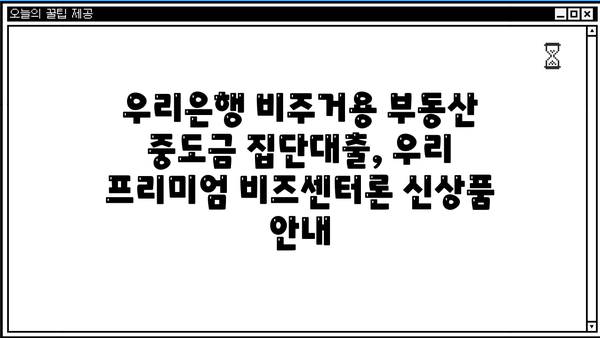 우리은행 비주거용 부동산 중도금 집단대출, 