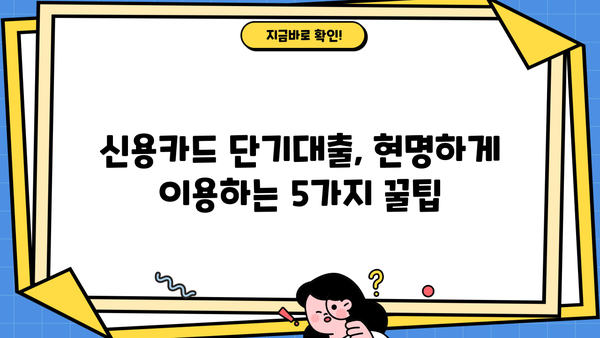 신용카드 단기대출, 똑똑하게 이용하는 꿀팁 5가지 | 신용카드, 단기대출, 금리 비교, 상환 계획