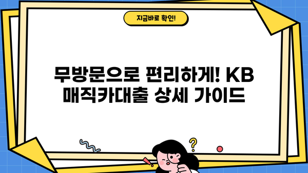 국민은행 중고차 구매, KB 매직카대출로 간편하게! | 무방문, 모바일 신청, 상세 가이드