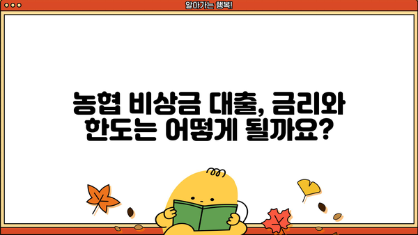 농협 비상금 대출| 딱 맞는 조건과 한도 알아보기 | 비상금, 대출, 금리, 신용대출, 긴급 자금