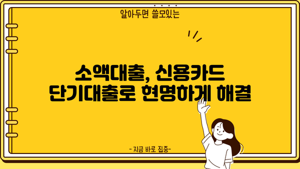 신용카드 단기대출, 이렇게 활용하면 똑똑하게 돈 관리! | 단기대출, 효율적인 사용법, 신용카드, 소액대출, 재테크