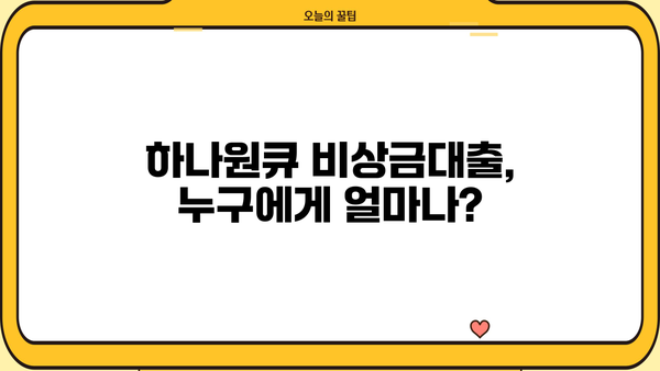 하나은행 하나원큐 비상금대출 완벽 가이드| 대상, 한도, 금리, 상환, 혜택, 금리인하요구권까지 | 비상금, 대출, 신용대출, 금융