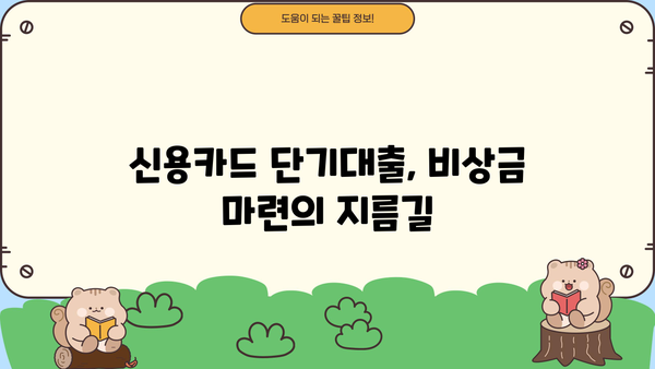 신용카드 단기대출, 이렇게 이용하면 똑똑하게 돈 관리 가능해요! | 신용카드 대출, 단기 대출, 현금 서비스, 비상금 마련