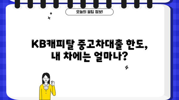 KB캐피탈 중고차대출 자격, 한도, 금리, 상환방식 완벽 가이드 | 중고차 구매, 대출 조건, 금융 정보