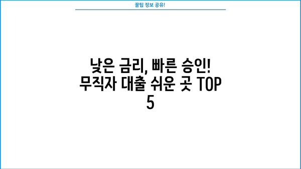 무직자 1000만원 대출, 쉬운 곳 TOP 5 ㅣ 2024년 최신 정보  |  조건, 금리 비교, 신청 방법